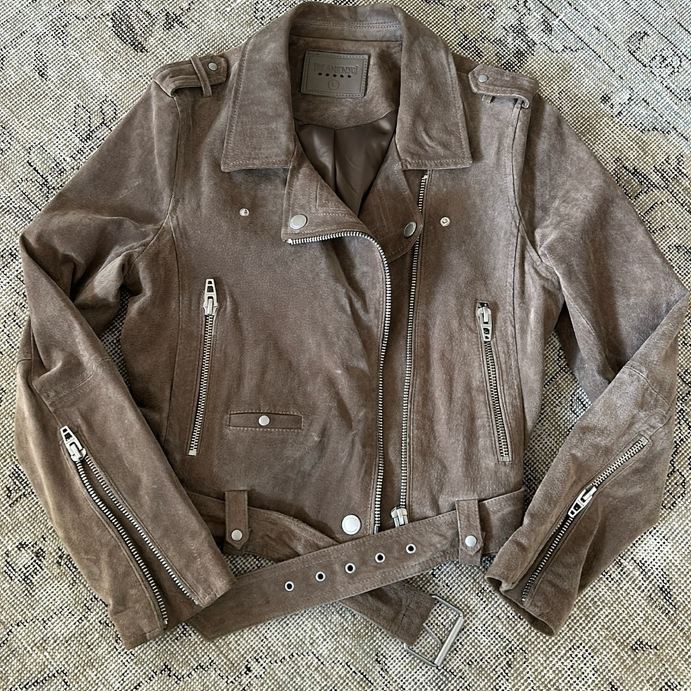 Blank NYC tan suede motorcycle jacket